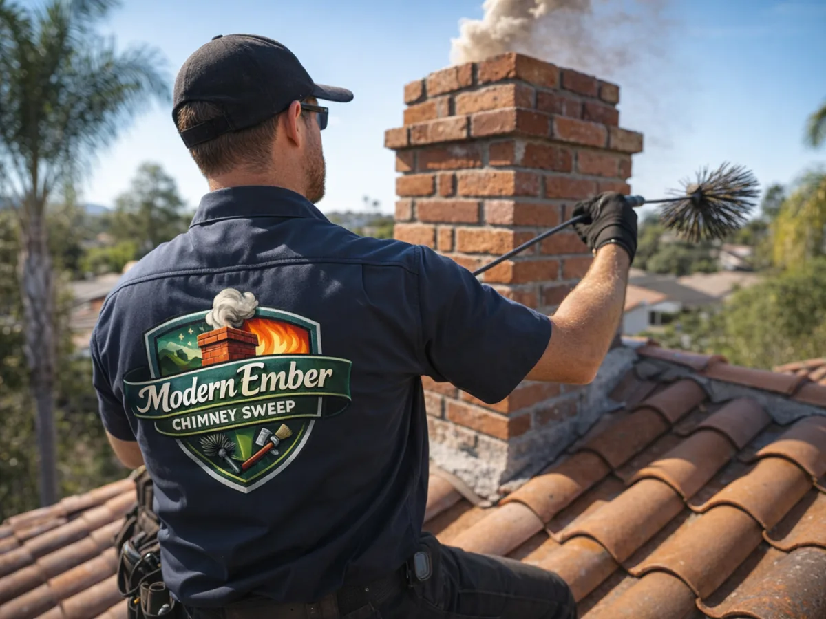 chimney sweep technician on the job in San Pedro, CA